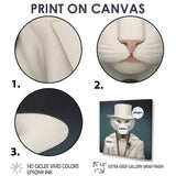 Fancy White Cat In Suit With White Hat - Cat Fashion Wall Decor