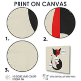 Minimal Cat In Black And Red - Black Cat Wall Art