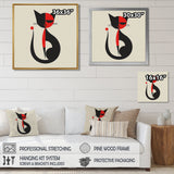 Minimal Cat In Black And Red - Black Cat Wall Art