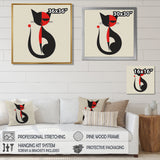 Minimal Cat In Black And Red - Black Cat Wall Art