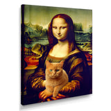 Mona Lisa With Brown Cat - Cat Framed Canvas Art