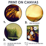 Mona Lisa With Brown Cat - Cat Framed Canvas Art