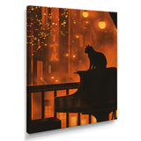Urban Cat On Piano - Cat Large Canvas Wall Art