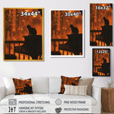Urban Cat On Piano - Cat Large Canvas Wall Art