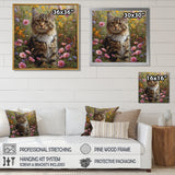 Cute Tiger Cat In Flower Field - Cat Home Decor Art