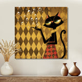 Retro Glam Cat Teasing - Cat Bedroom Wall Art