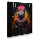 Shamanic Cat Pink Armor - Cat Wall Decor