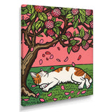 Cat Sleeping Under Cherry Blossom Tree - Cat Wall Decor