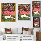 Cat Sleeping Under Cherry Blossom Tree - Cat Wall Decor