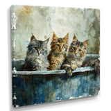 Three Cute Kitten In A Bathtub - Cat Bathroom Large Canvas Wall Art