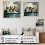 Three Cute Kitten In A Bathtub - Cat Bathroom Large Canvas Wall Art