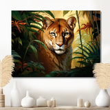 Cougar In The Jungle - Leopard Living Room Wall Art
