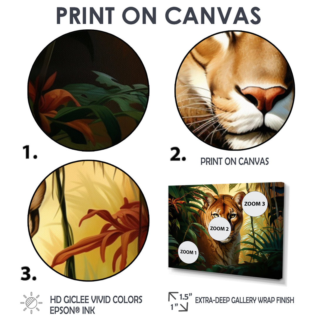 Cougar In The Jungle - Leopard Living Room Wall Art