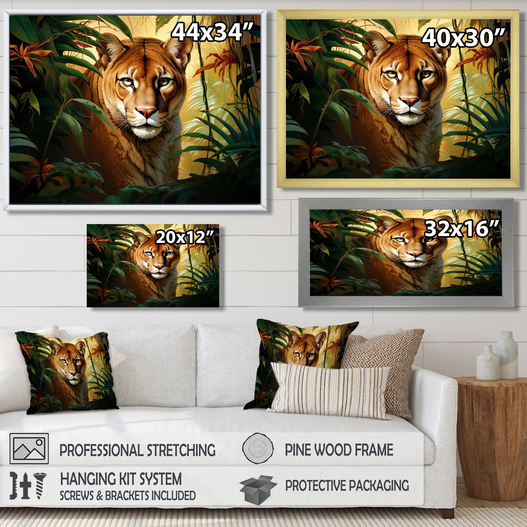 Cougar In The Jungle - Leopard Living Room Wall Art
