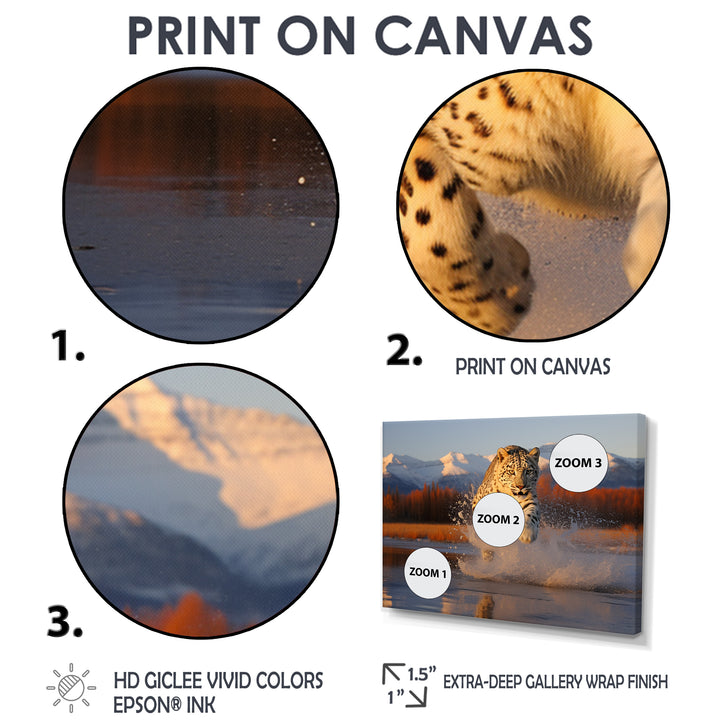 Cougar Running In The Mountain River - Cheetah Bedroom Wall Art