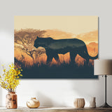 Cougar Silhouette In The Savanne - Cheetah Canvas Wall Art