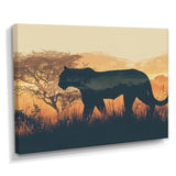 Cougar Silhouette In The Savanne - Cheetah Canvas Wall Art