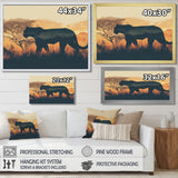 Cougar Silhouette In The Savanne - Cheetah Canvas Wall Art