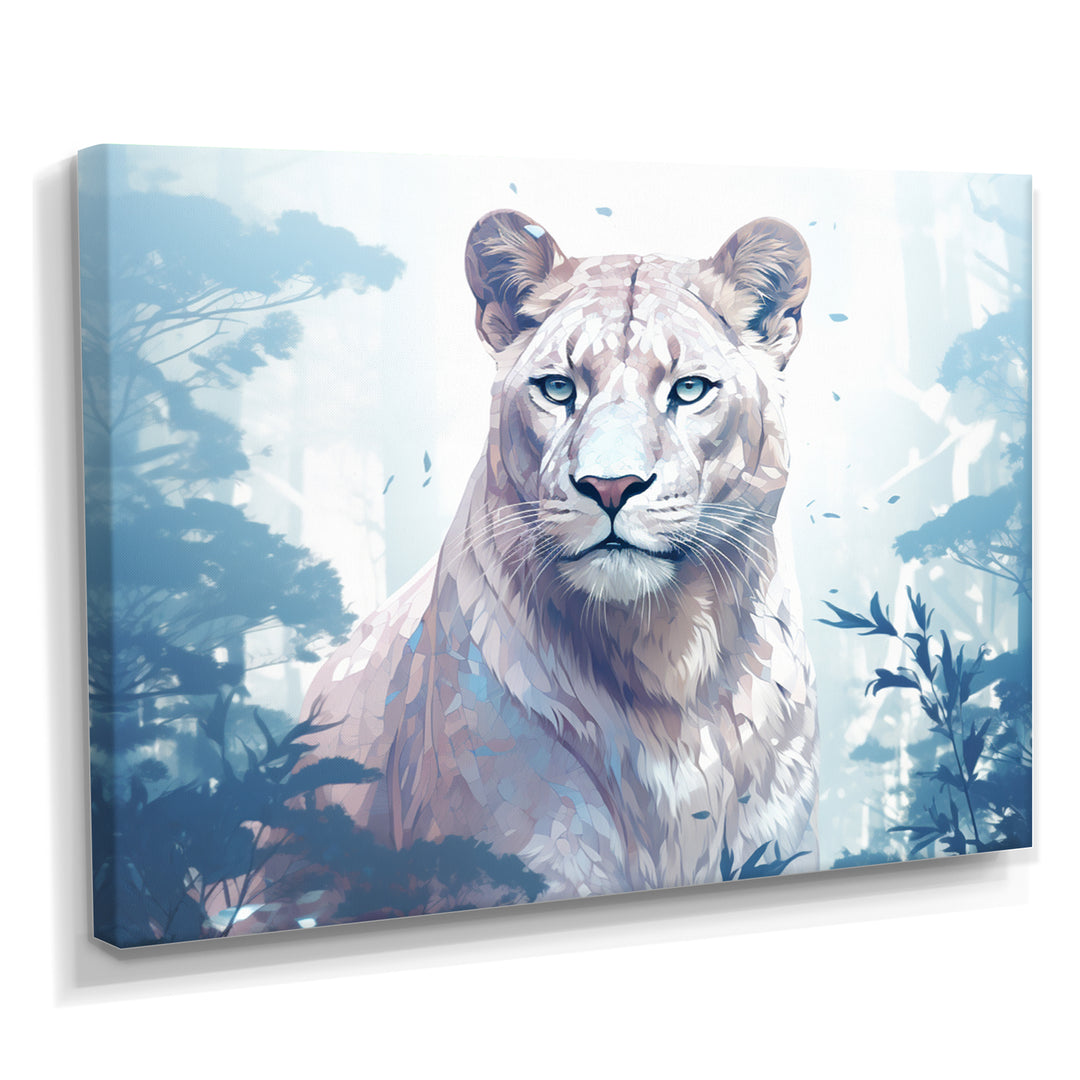 Majestic Cougar In The Jungle Faded Morning Light - Cheetah Canvas Wall Art