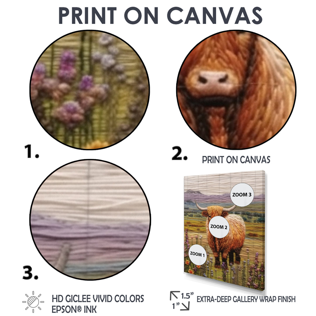 Highland Cow Embroidery - Cow Wall Decor
