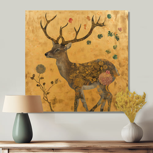 Majestic Dear Vintage Asian Gold - Deer Wall Art Prints