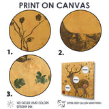 Majestic Dear Vintage Asian Gold - Deer Wall Art Prints