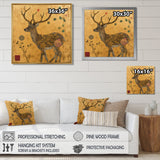Majestic Dear Vintage Asian Gold - Deer Wall Art Prints