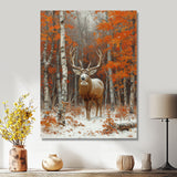 Deer With Antlers In Autumn Forest - Brown Deer Wall Art