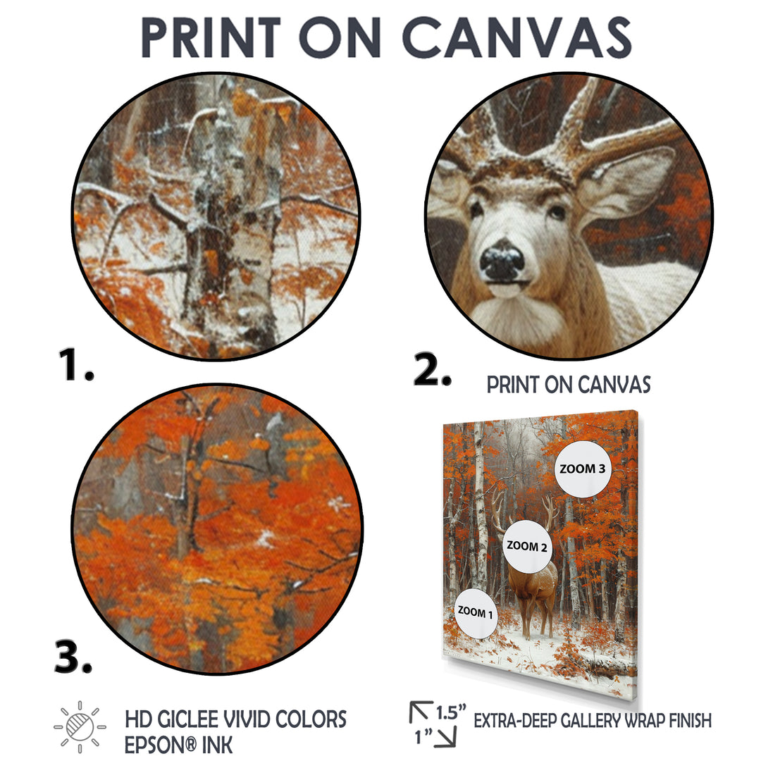 Deer With Antlers In Autumn Forest - Brown Deer Wall Art