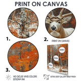Deer With Antlers In Autumn Forest - Brown Deer Wall Art