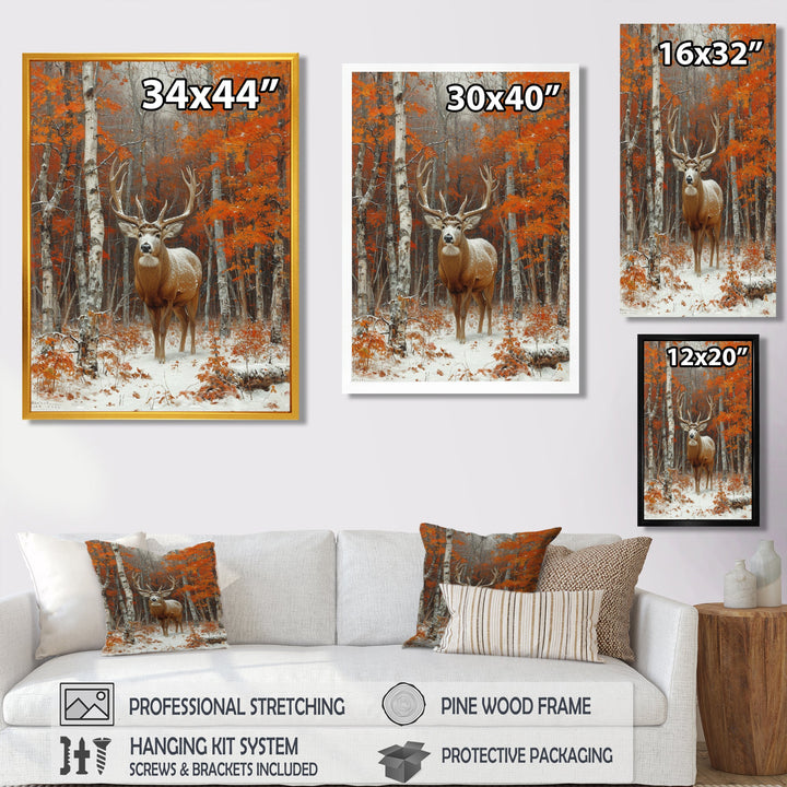 Deer With Antlers In Autumn Forest - Brown Deer Wall Art