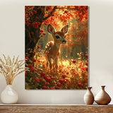 Adorable Baby Deer In Blossoming Forest - Brown Deer Wall Art