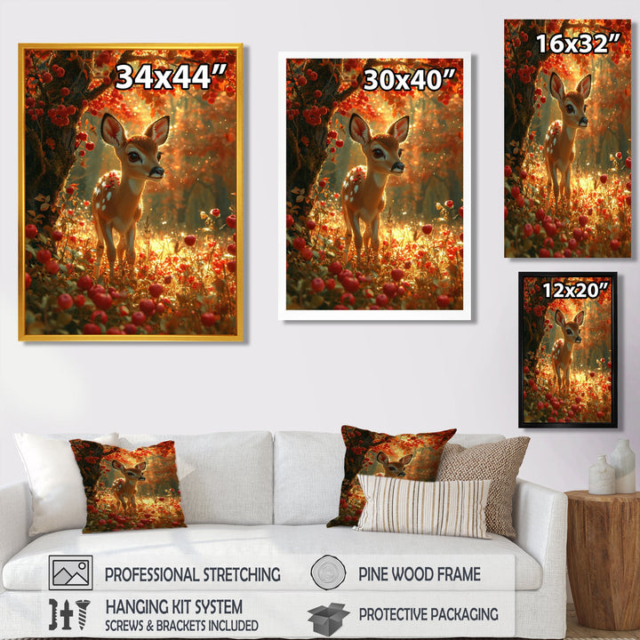 Adorable Baby Deer In Blossoming Forest - Brown Deer Wall Art