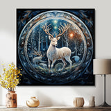 Celestial Deer With Antlers In Enchanted Forest - Deer Home Decor Art