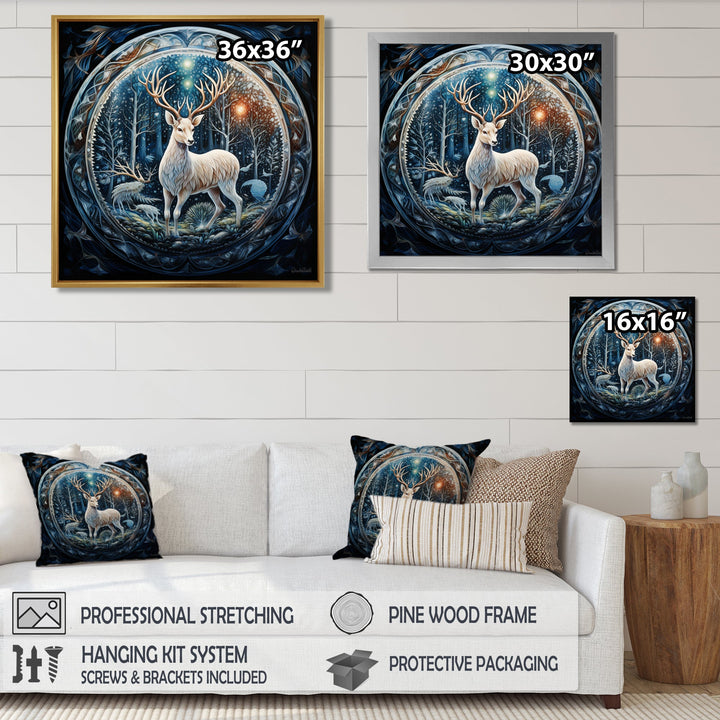 Celestial Deer With Antlers In Enchanted Forest - Deer Home Decor Art
