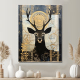 Deer Collage Botanical Gold - Deer Landscape Living Room Wall Art
