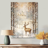 Christmas Deer In Winter Town Forest - Deer Landscape Bedroom Wall Art