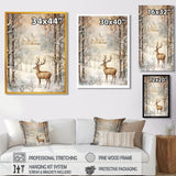 Christmas Deer In Winter Town Forest - Deer Landscape Bedroom Wall Art