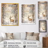 Christmas Deer In Winter Town Forest - Deer Landscape Bedroom Wall Art