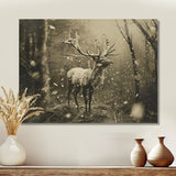 Wild Deer In Winter Forest - Deer Landscape Canvas Wall Art