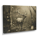 Wild Deer In Winter Forest - Deer Landscape Canvas Wall Art