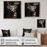 Glamorous Boho Deer With Flowers - Deer Wall Decor