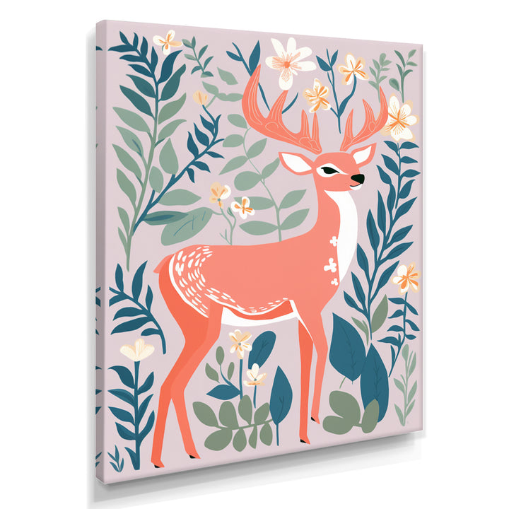 Graphic Deer In Forest - Deer Wall Art Prints