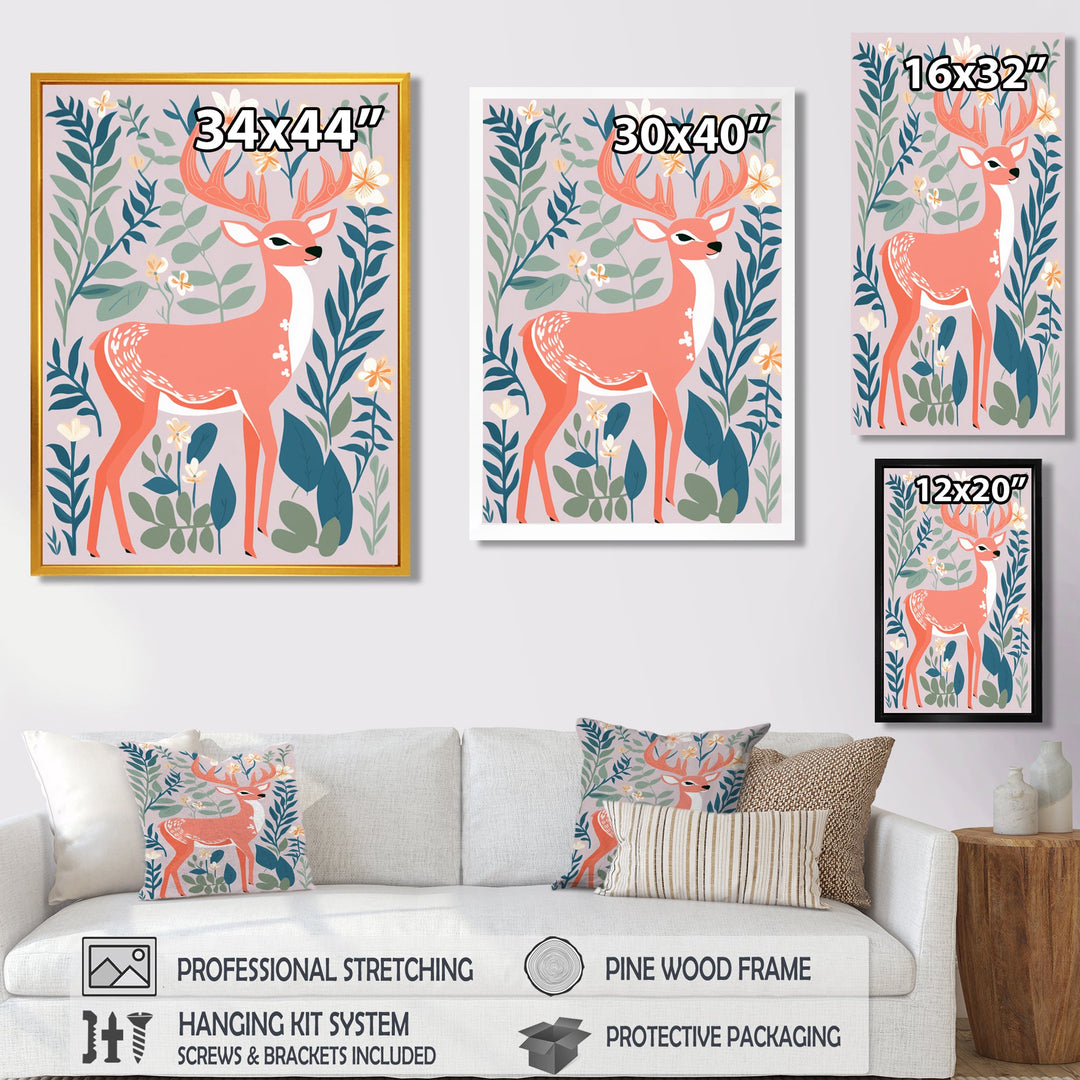 Graphic Deer In Forest - Deer Wall Art Prints