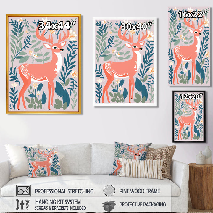 Graphic Deer In Forest - Deer Wall Art Prints
