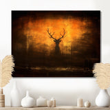 Deer Silhouette Emerging From Misty Forest - Deer Landscape Wall Art Prints