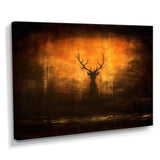Deer Silhouette Emerging From Misty Forest - Deer Landscape Wall Art Prints