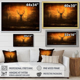 Deer Silhouette Emerging From Misty Forest - Deer Landscape Wall Art Prints