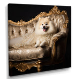 Adorable Pomeranian On Glam Couch - Dog Home Decor Art