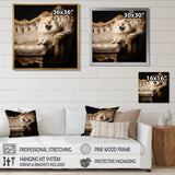 Adorable Pomeranian On Glam Couch - Dog Home Decor Art